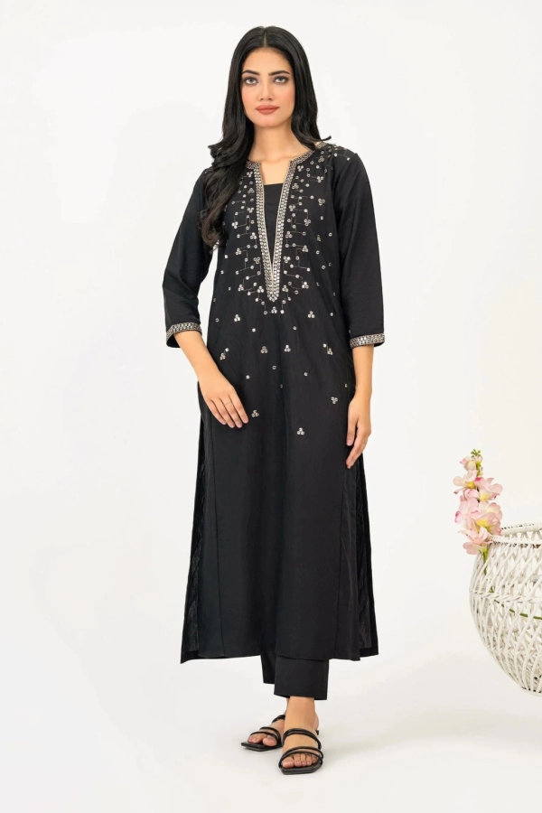 Raw Silk Shirt-Embroidered (Pret)x-small only