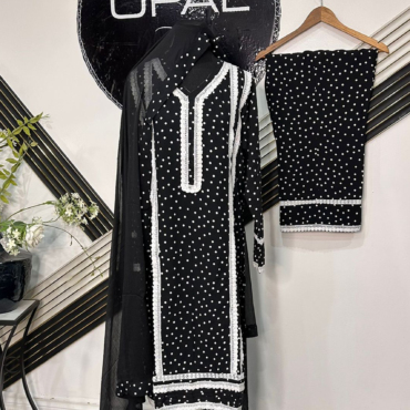 Black & White Printed & Embroidered