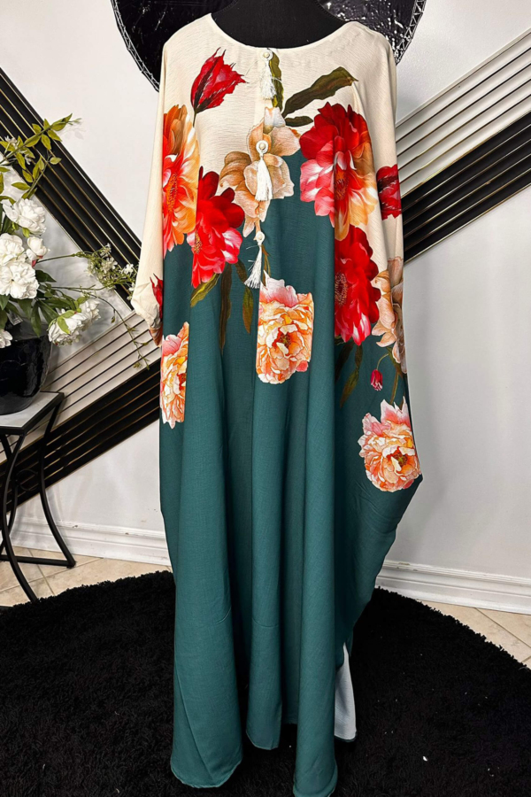 Elegant Floral Printed Kaftan – Premium Georgette Fabric