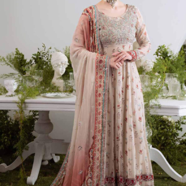 Elegant Beige Anarkali with Embroidered