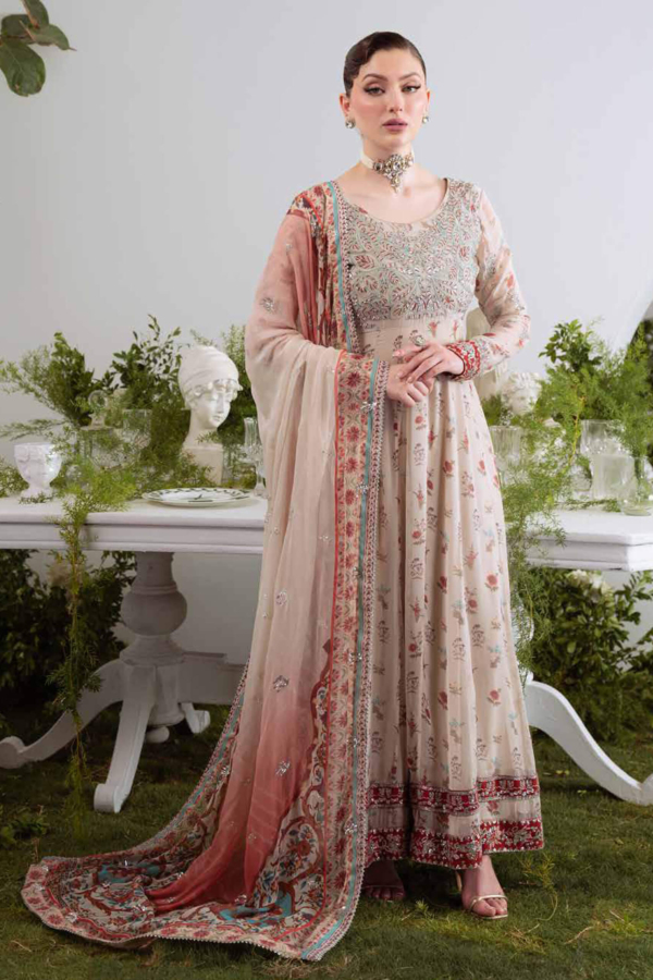 Elegant Beige Anarkali with Embroidered