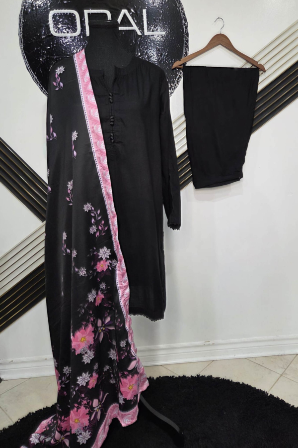 Embroidered Suit with Printed Dupatta