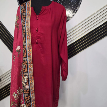 Embroidered Suit with Printed Dupatta (med to large, marina fabric)