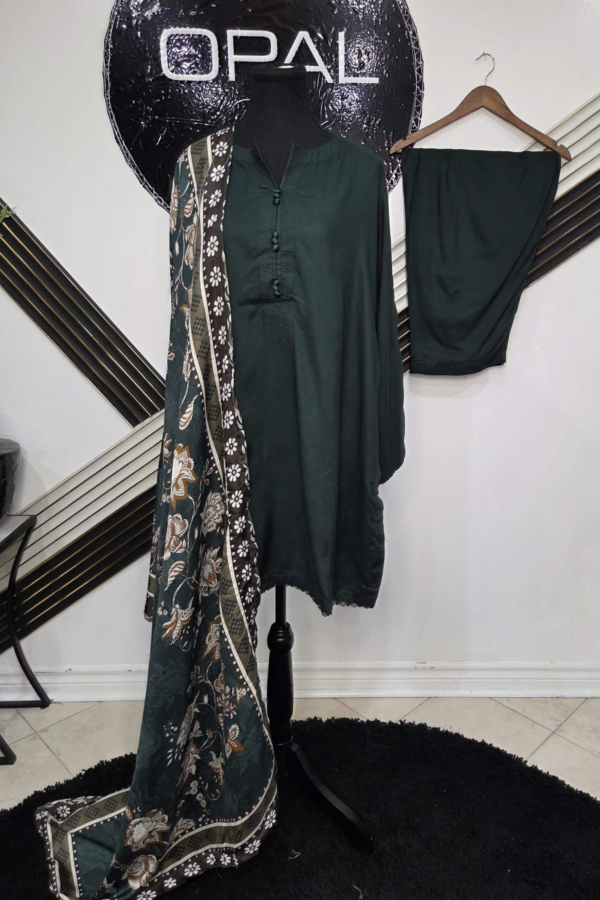 Embroidered Suit with Printed Dupatta