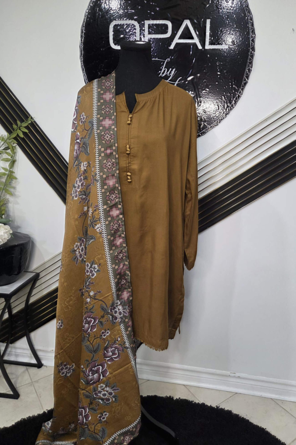 Embroidered Suit with Printed Dupatta