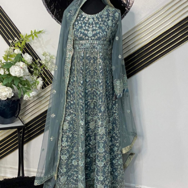 Asim Jofa Luxury Chiffon Ensemble - Teal Elegance