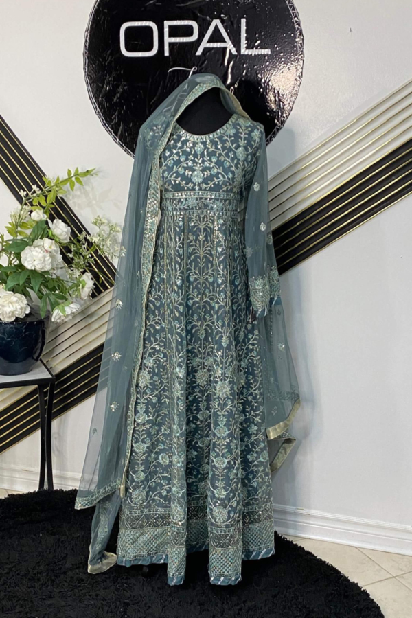 Asim Jofa Luxury Chiffon Ensemble - Teal Elegance