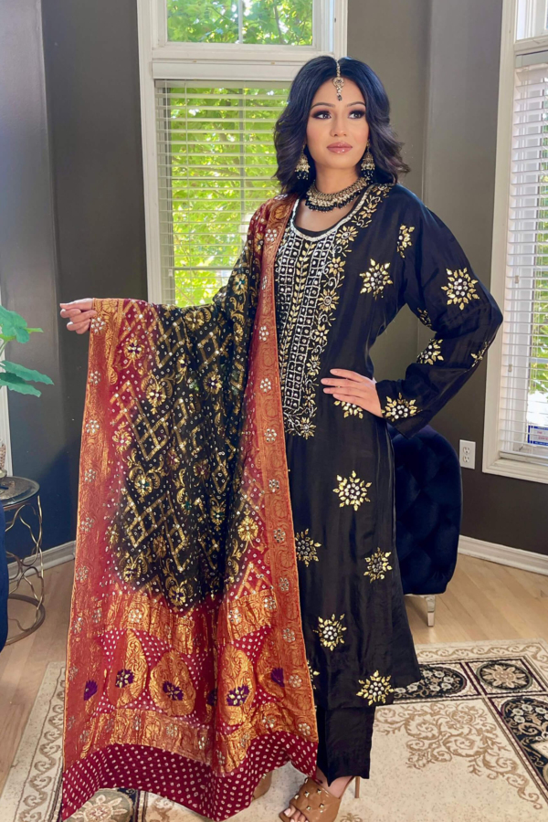 Regal Embroidered Suit with Traditional Dupatta